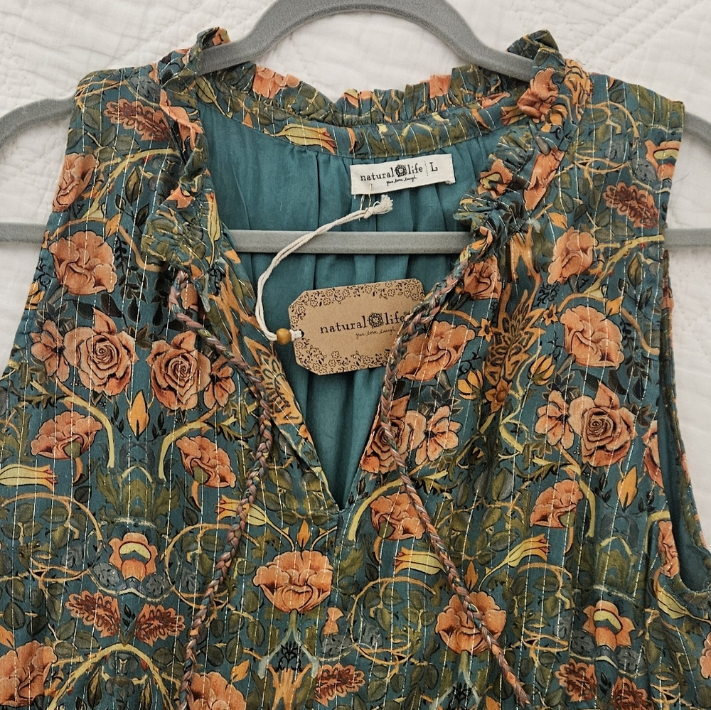 NATURAL LIFE Bohemien Orange and Green Floral Maxi Skirt - Picture 3 of 4